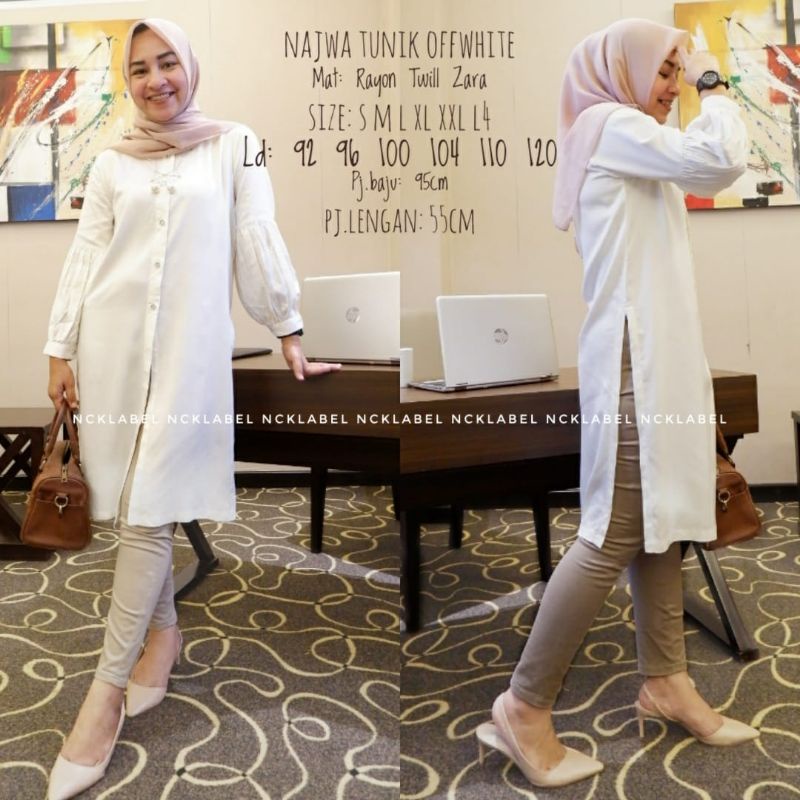 ATASAN WANITA/TUNIK BAHAN RAYON TWILL ZARA ~ NAJWA TUNIK ORIGINAL NCKLABEL 