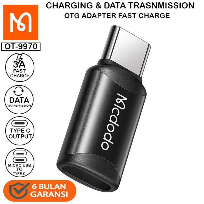 MCDODO OT-9970 CONVERTER ADAPTOR DATA OTG MICRO USB PORT TO TYPE C FAST CHARGING 3A