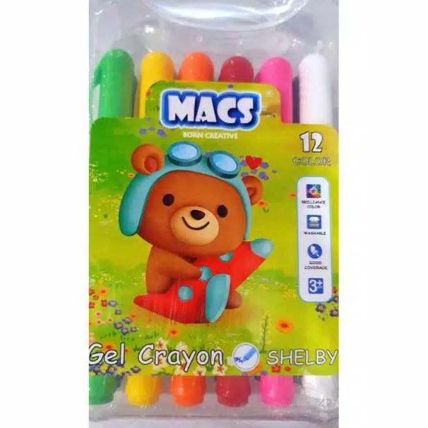 

gunturputra39 Krayon MACS Gel Crayon 12 Color/Warna Aman Mudah dibersihkan Washable TERLARIS TERPERCAYA ORIGINAL