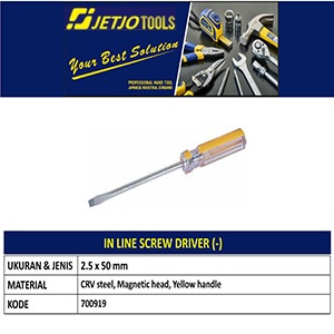 Obeng Minus 2,5x50mm JETJO TOOLS 700919 / In Line Screw Driver (-) LAKONI PRO