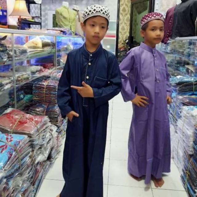Gamis Anak Motif Polos Garis Zigzaq