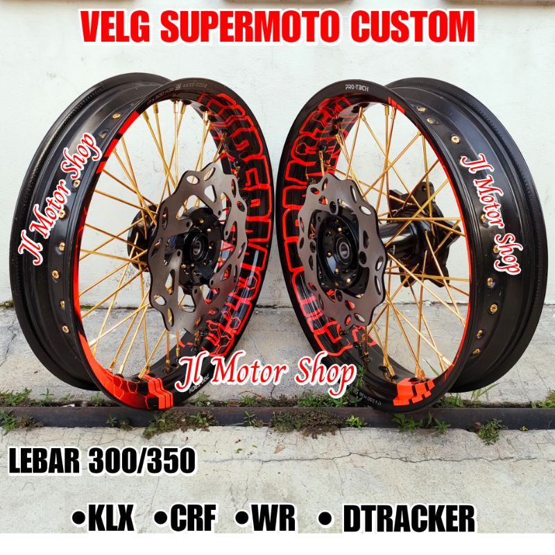 Sepaket Velg SuperMoto Super Moto Klx150  Klx 150 D-Tracker 150 CRF150 L CRF150L WR155 WR 155 Tulisan SuperMoto Vrossi ProTech