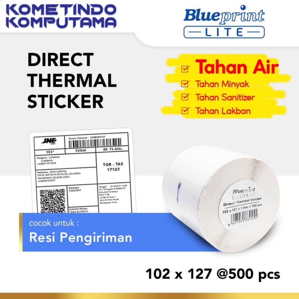 BL-DTS1021271 Direct Thermal Sticker 102x127 mm isi 500pcs Roll BLUEPRINT LITE Label RESI