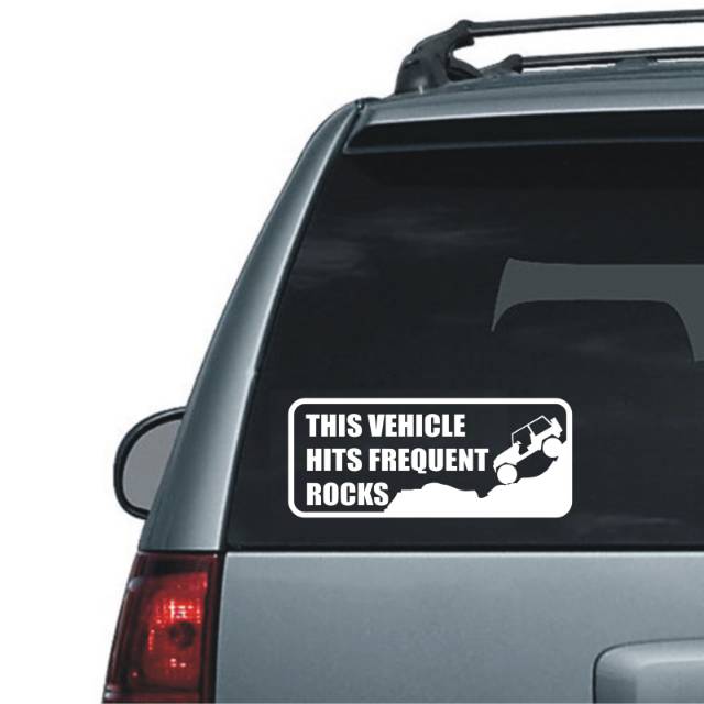 

Sticker Stiker Jeep This Vehicle Hits Frequent Rock Stiker ukuran 19 x 8 cm