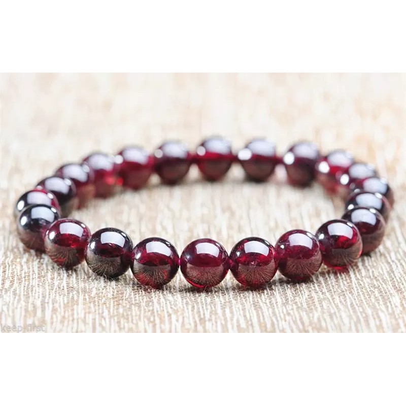 Gelang Pria Wanita Batu Natural Garnet Hight Quality Grade A Elastis Original Garnet