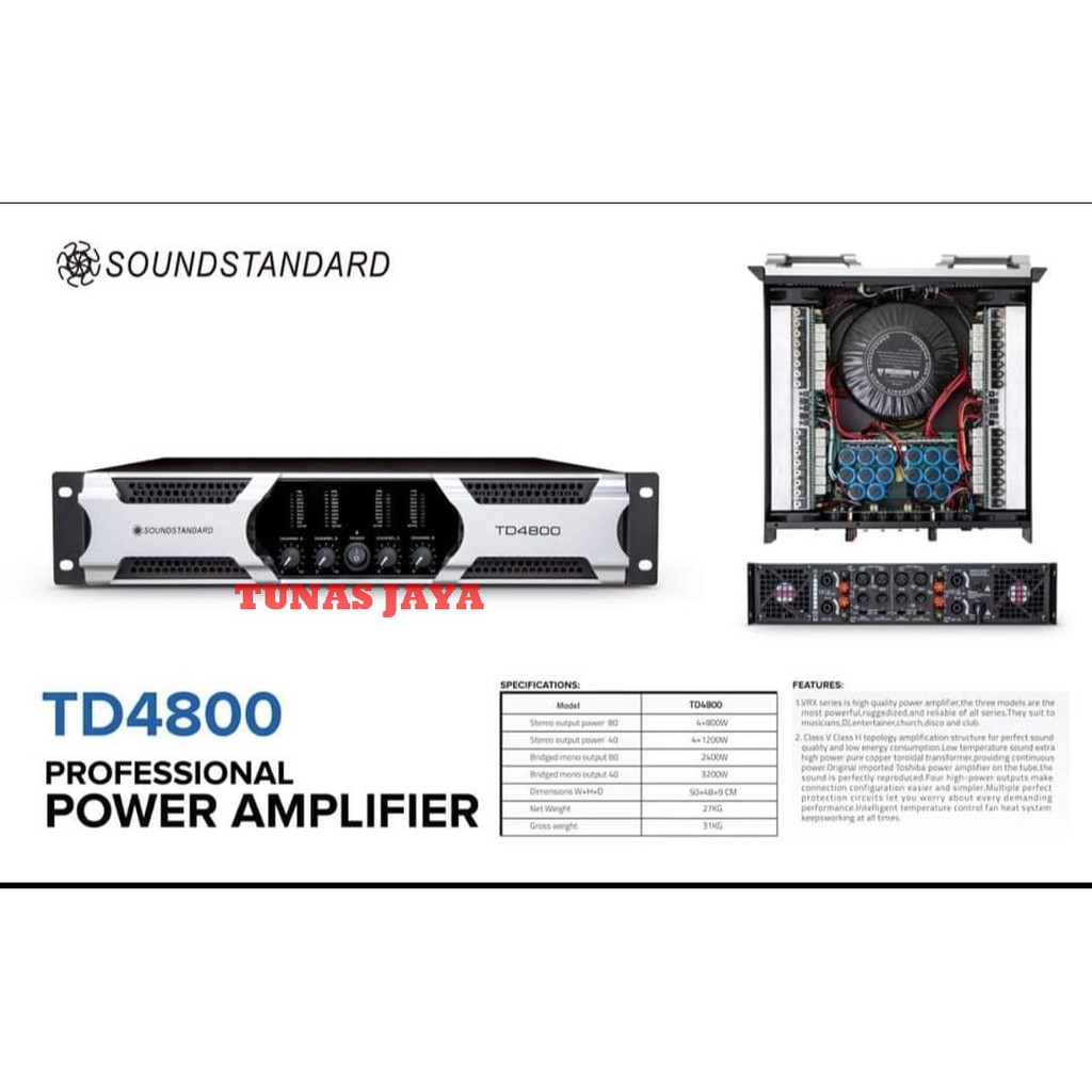 POWER AMPLIFIER SOUNDSTANDARD TD4800/TD 4800 4CH 4 x 800 WATT