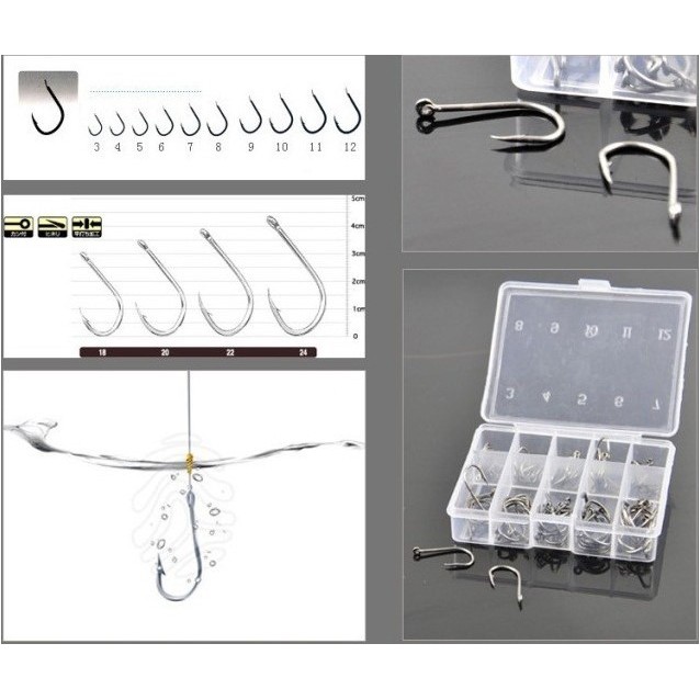 Long Handled Fishing Hook Ten OMTH99TP Division No 3-12 Set / Kail Pancing - Transparent