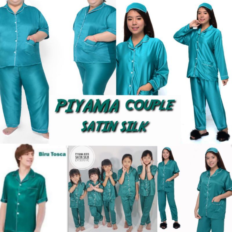 piyama satin polos tosca couple ibu dan anak SET / setelan