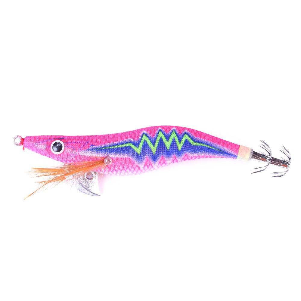 Hengjia 1pcs Umpan Pancing Fishing Lure Hard Bait Shrimp Wood Bait Bentuk Udang Bahan Kayu 2.5 # 3.0 # Squid Jig Cuttlefish Lure jigging Lure Bait