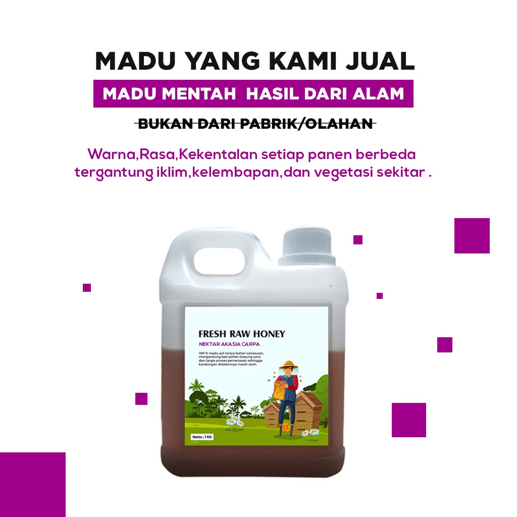 Fresh Raw Honey Nektar Akasia Carpa Asli Tanpa Campuran Dari Hutan Sumatra  1 KG