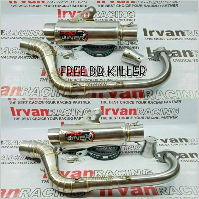 KNLPOT RACING PROLINER FULLSET PLUS DB KILLER. KNALPOT PROLINER FOR MATIC MIO VARIO BEAT SCOOPY DLL