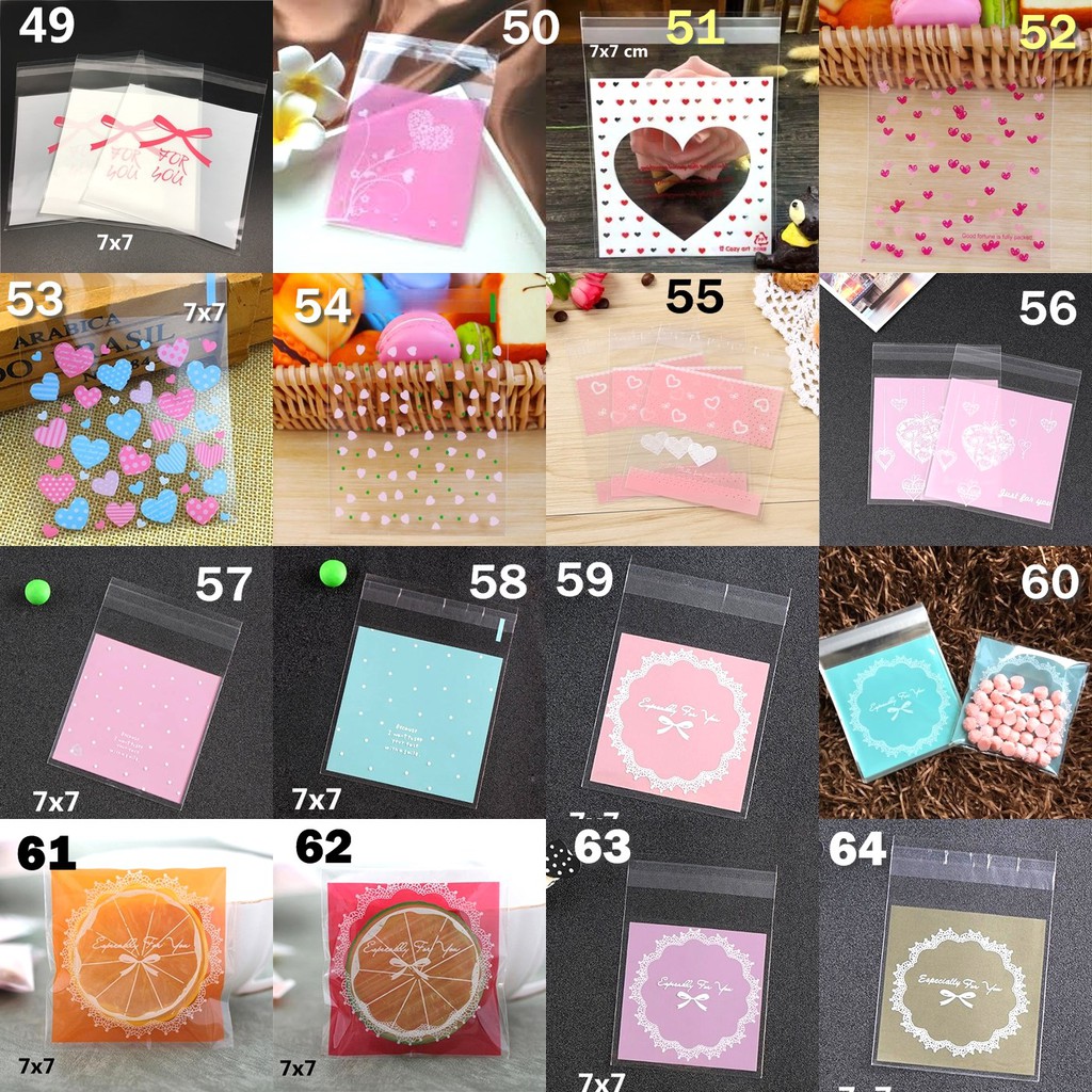 Supplier Grosir Plastik Kue Cookies Bag Fancy Kantong Permen OPP Terlengkap Termurah 7x7 + 3cm