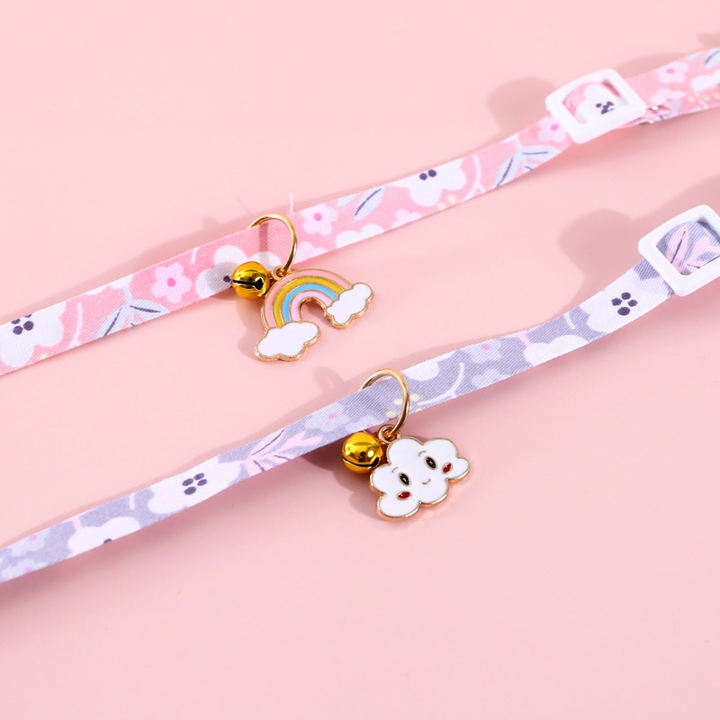 【TK】New Cute Pet Cat Collar Candy Color Rainbow Cloud Cat And Dog Cute Pendant Safety Collar Four Seasons General Pets Supplies