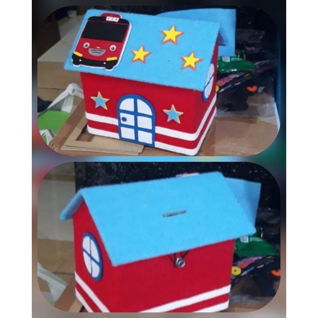 celengan rumah flanel motif Tayo