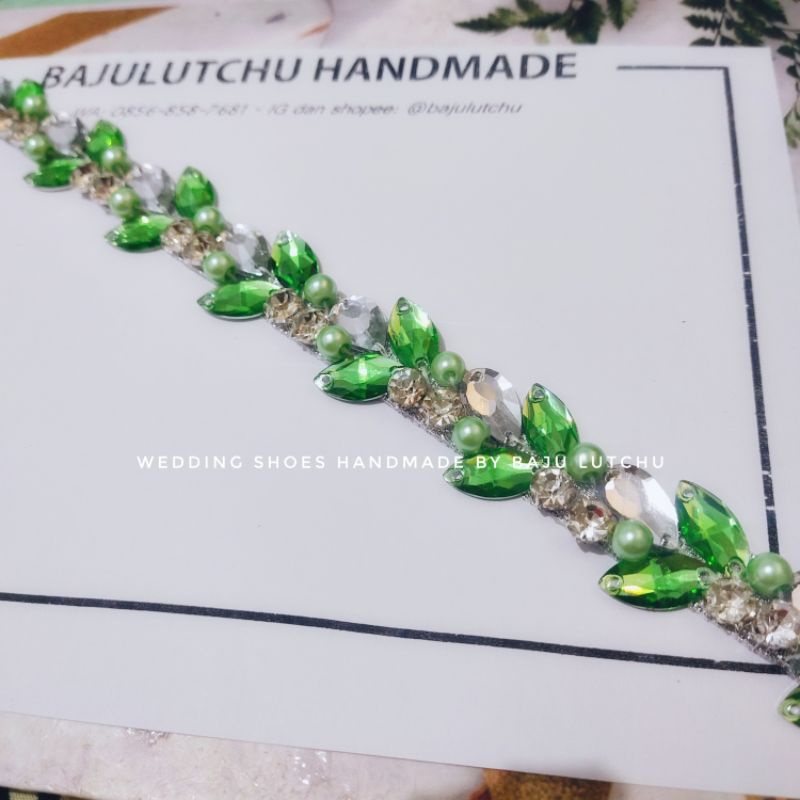 Payet Rangkai Hijau pinggang murah salur hijau daun hijau segar lightgreen