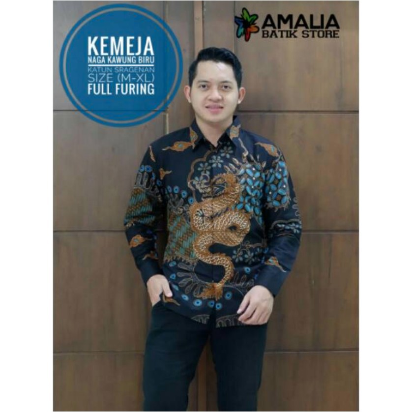 NAGA KAWUNG BIRU / BATIK PRIA LENGAN PANJANG / by AMALIA BATIK / 10.3