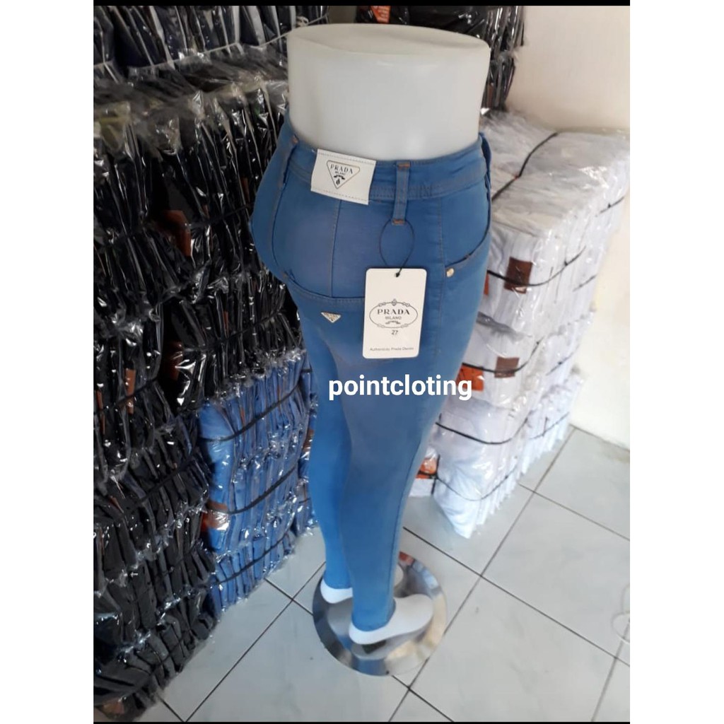 Celana jeans wanita panjang kancing 5