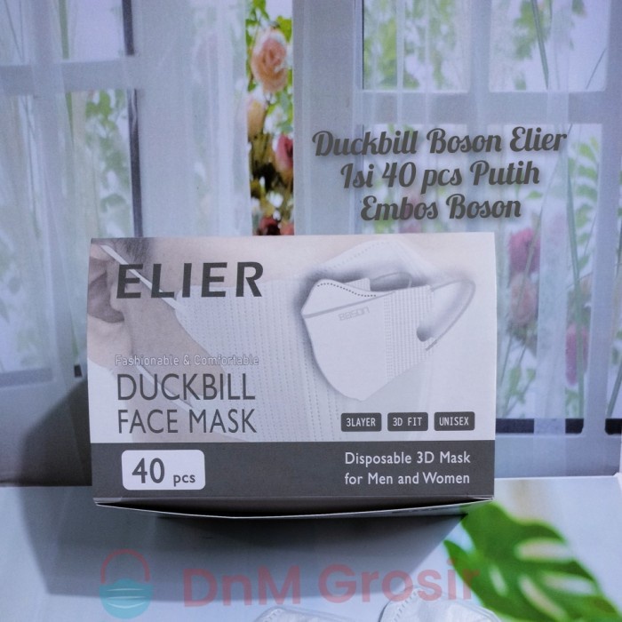 Masker Duckbill Boson Elier Putih Embos Kemenkes Per Karton 40 Box