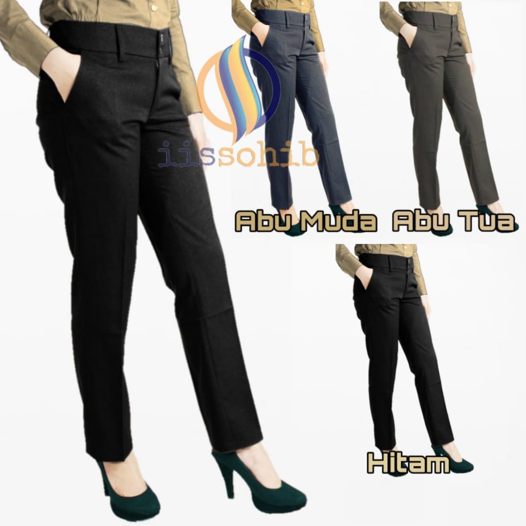 CELANA KANTOR FORMAL KERJA WANITA SLIMFIT BAHAN DASAR KAIN