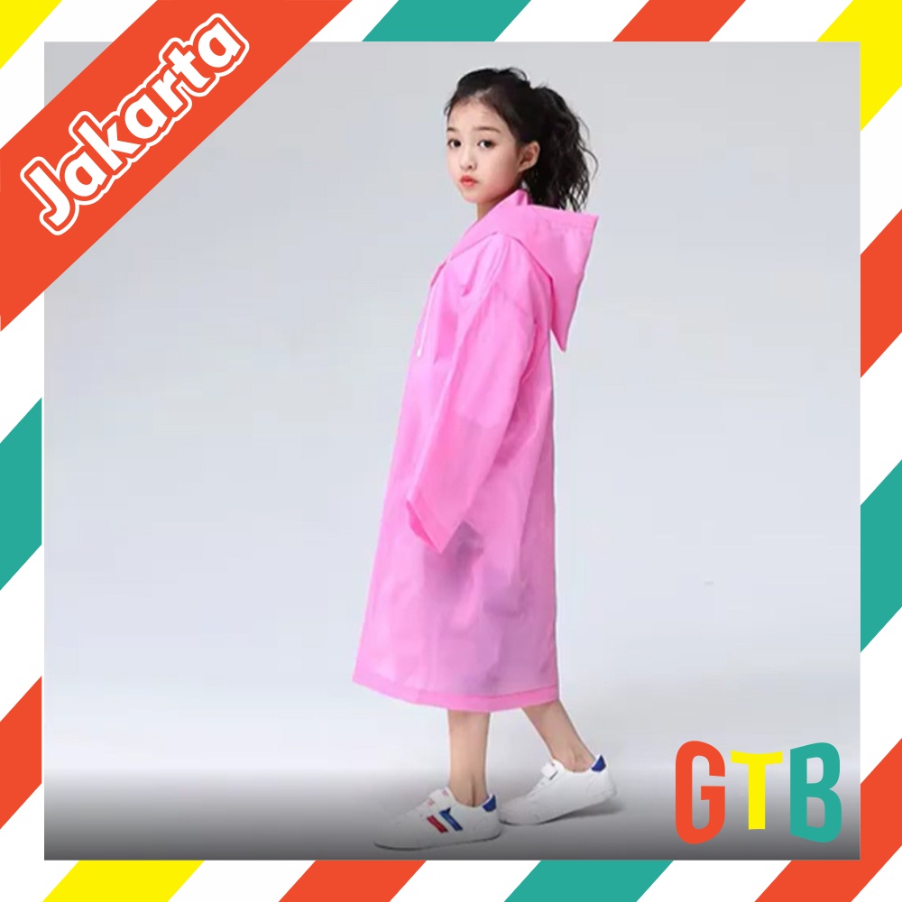 ❤GTB❤ Jas Hujan Anak Karakter Hoodie Murah EVA Ponco Lengan Polos R758