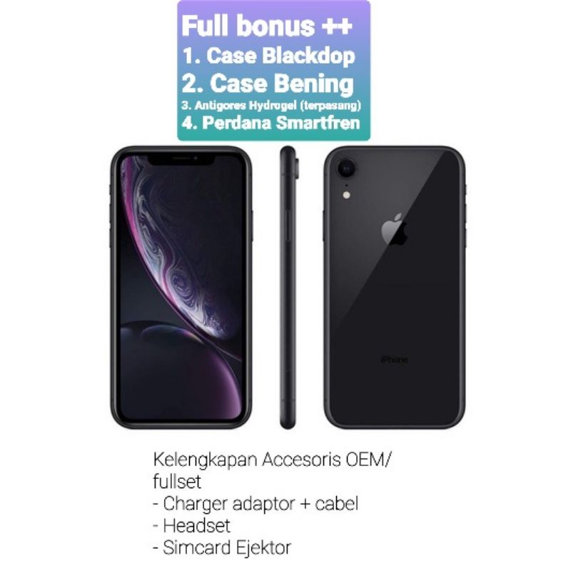 Iphone XR 64 GB Hitam ex. Inter Like New (Mulus & Banyak Bonusnya)