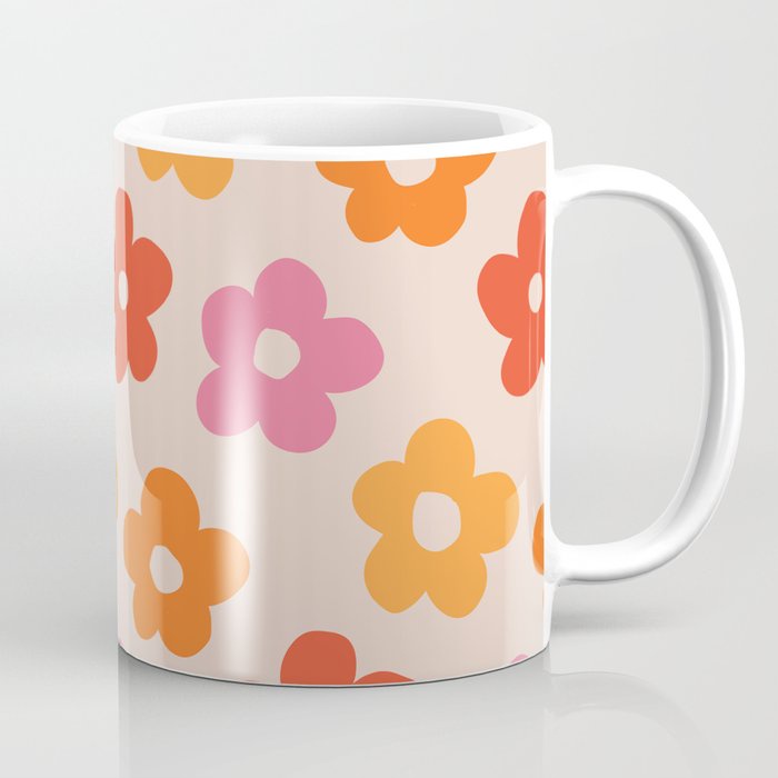 Mug retro 60s 70s flowers pattern pattern vintage