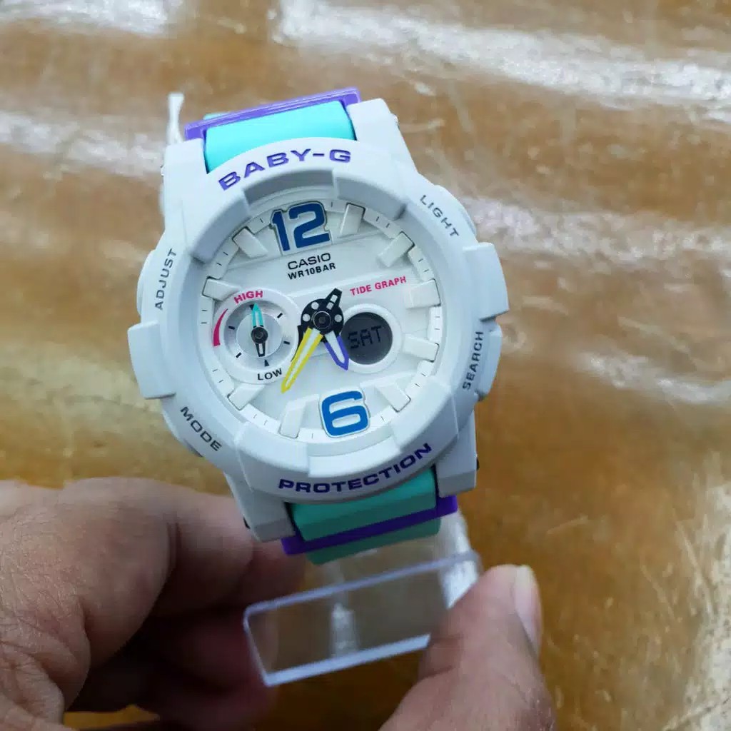 casio Baby G-BGA 180 wanita original tali karet hijau tosca