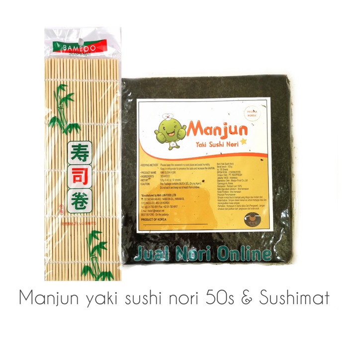 

q20w1q1qw Paket Sushi Nori 50S + Makisu | Lembaran Rumput Laut Seaweed Roasted Dscscv