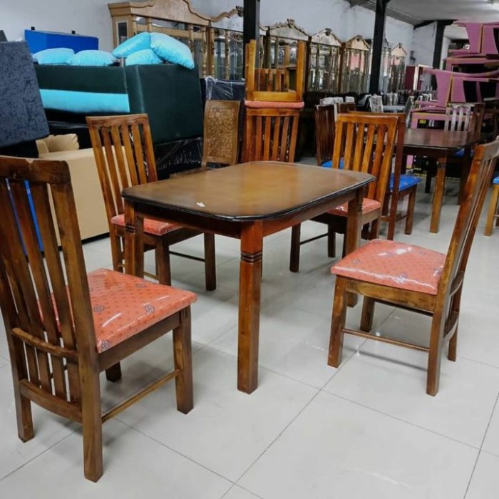 Kursi Kayu - Meja Makan Kayu 1 Set 6 Kursi