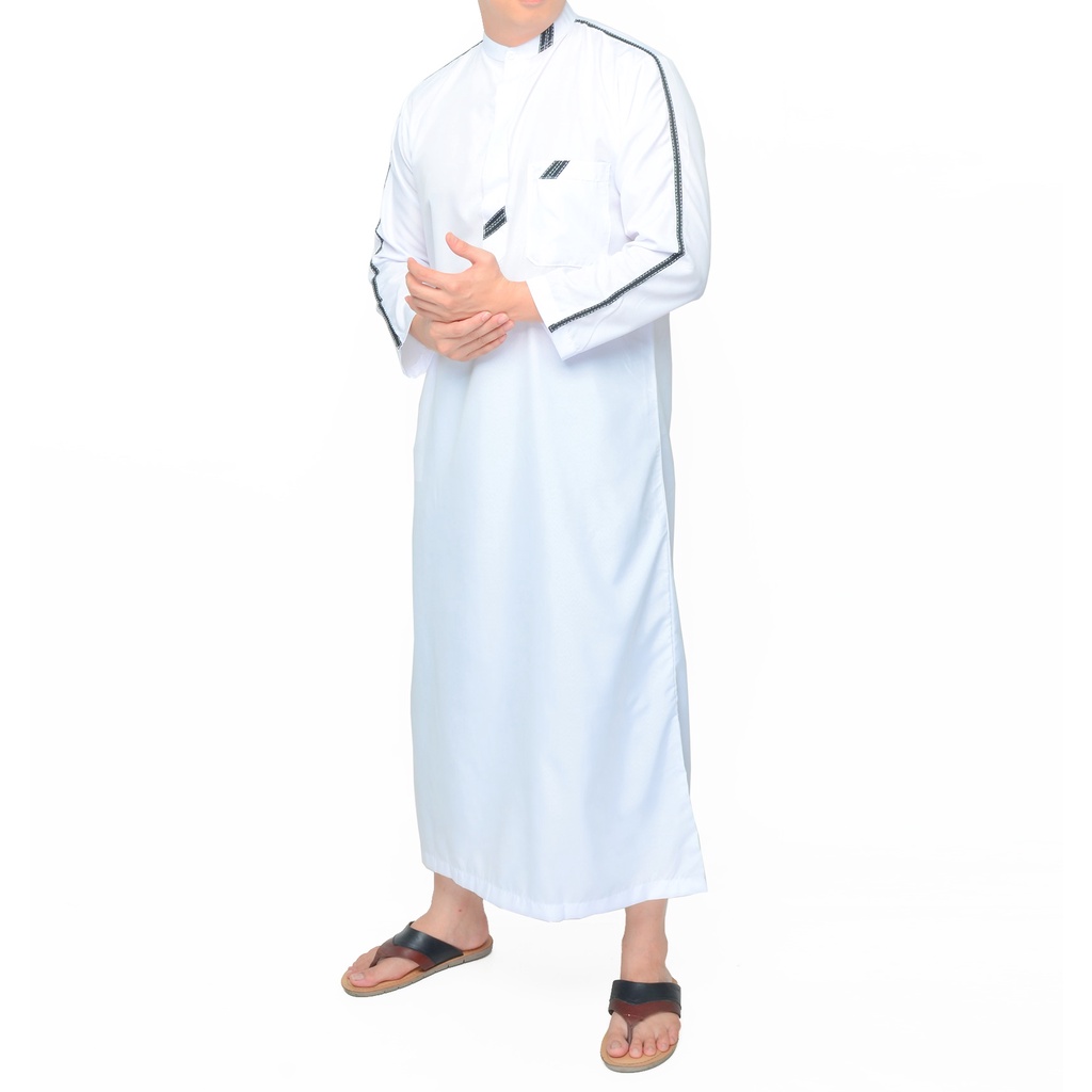 jubah pria jubah arab haramain jubah putih lis jubah fashion