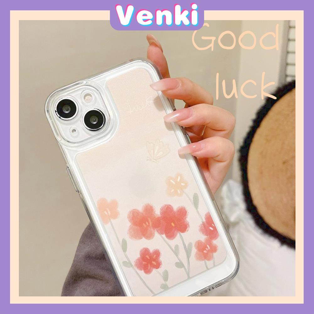 iPhone Case Silicone Soft Case Clear Case Thickened Shockproof Protection Camera Metal Button Elegant Flower Compatible For iPhone 11 Pro Max 13 Pro Max 12 Pro Max 7Plus xr XS Max