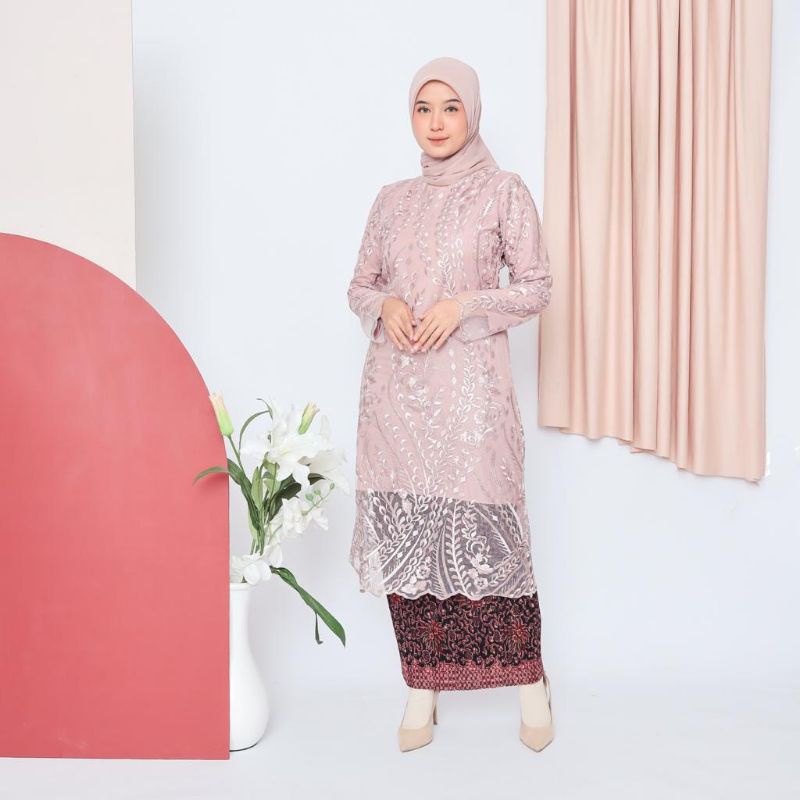 Permata Olshop / Tunik Selaras QN / Kebaya Tunik Modern / Baju Pesta Wanita / Kebaya Kondangan / Setelan Kebaya Tunik