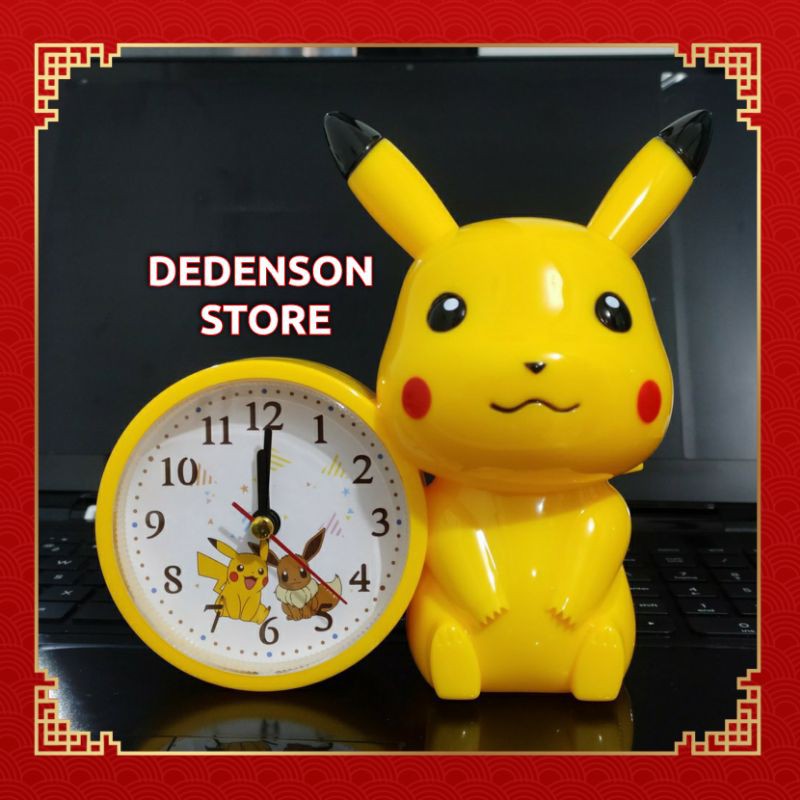 JAM WEKER ALARM KARATER POKEMON PIKACHU FREE BATERAI