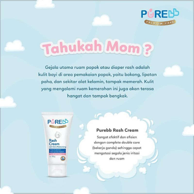 Pure BB Rash Cream Anti Ruam Bayi 50g | Pure Baby Rash Cream Ruam Popok Ruam Keringat Ruam Susu