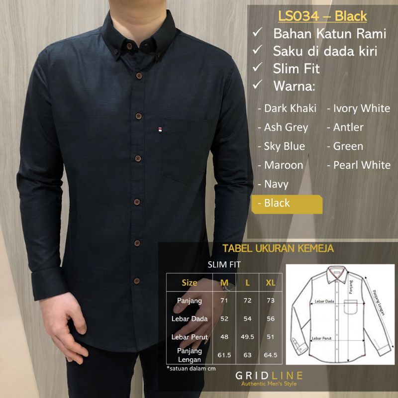 Kemeja Katun Slimfit Pria Lengan Panjang Merk Sport Original Distro Catoon sigerat Rami Import Kemeja polos Kasual Cowok Laki Laki-laki Keren Ukuran M L XL