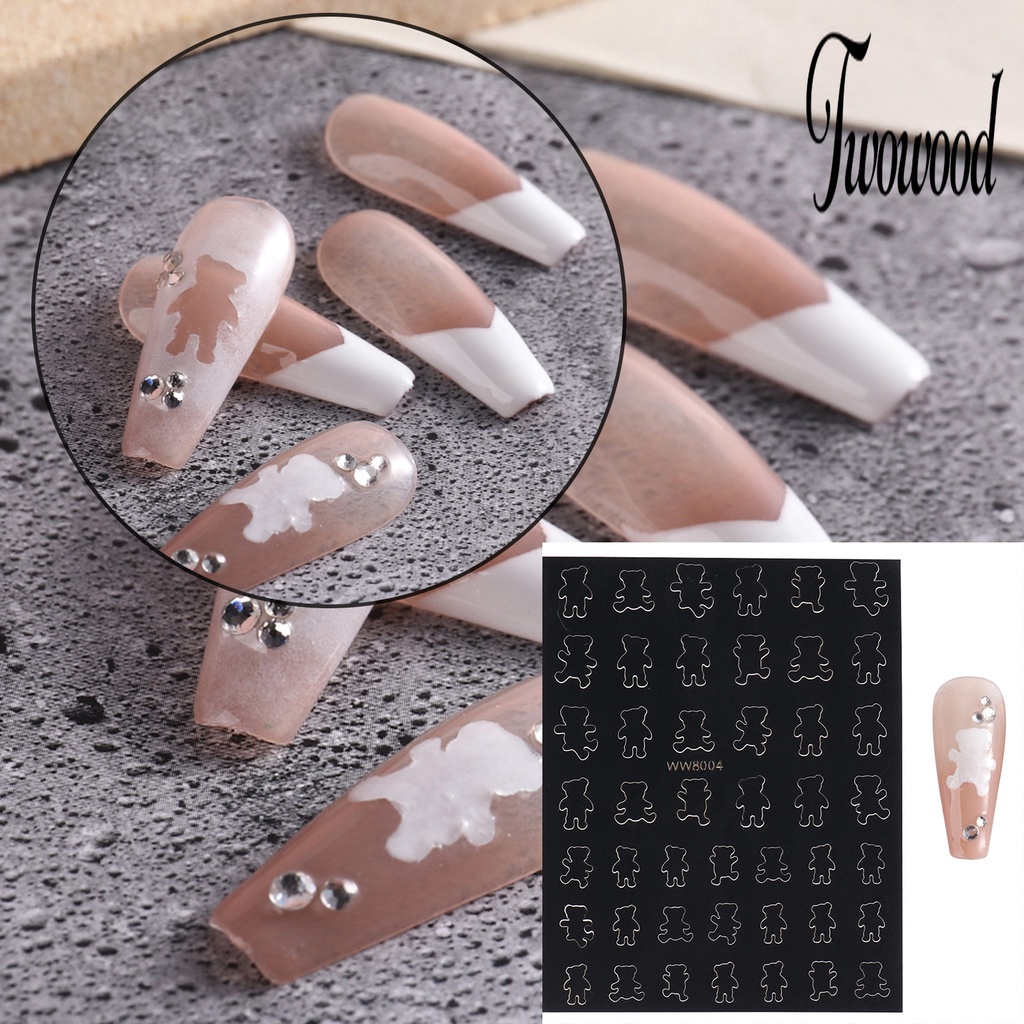 2pcs Stiker Kuku Desain Butterfly Star Heart Line Ramah Lingkungan Untuk Manicure Wanita