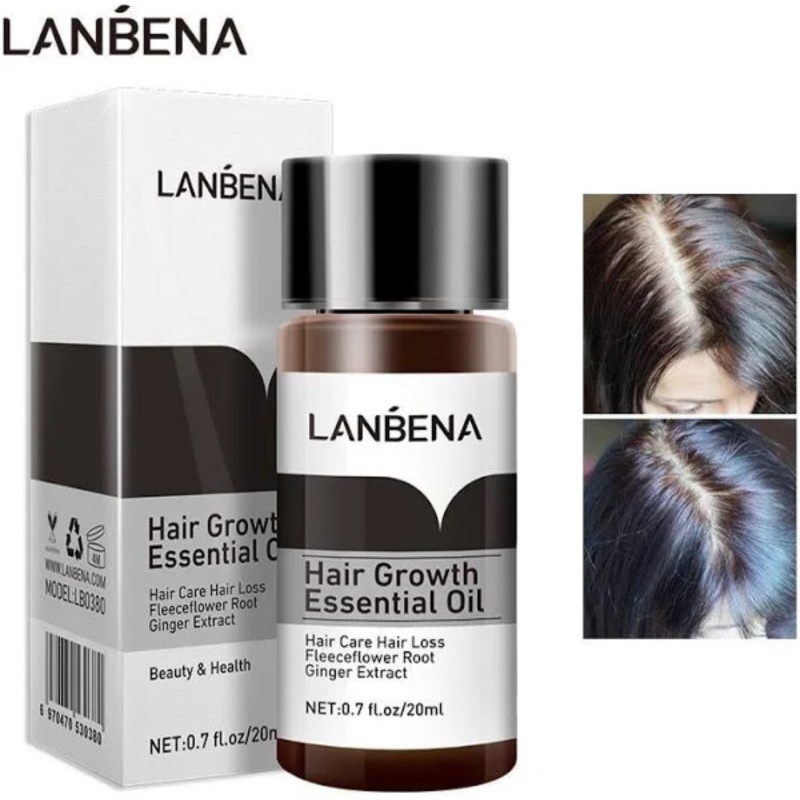 Lanbena Hair Growth Essential Oil Mengatasi Rambut Rontok &amp; Mencegah Kebotakkan / Minyak Memperkuat Akar Rambut / Minyak Penumbuh Rambut / Minyak Penyubur Rambut / Minyak Pelebat Rambut / Minyak Perawatan Rambut Rontok &amp; Botak /Serum Penumbuh Rambut Ampuh