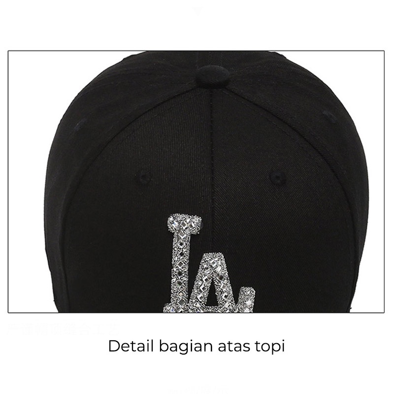 Topi Pria Wanita Baseball Korea Cap Model LA Kristal Fashion Olahraga BSAB