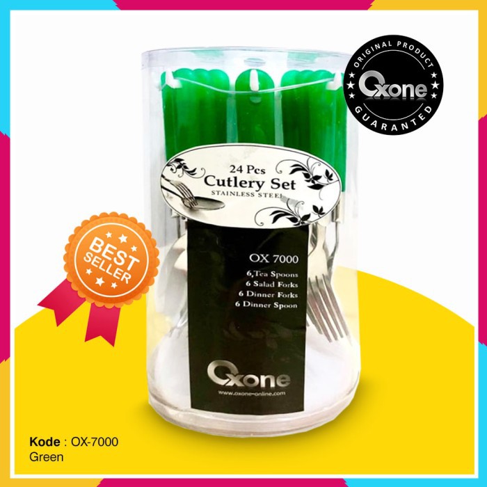 Oxone OX-7000 24Pcs Sendok dan Garpu Makan - Hijau