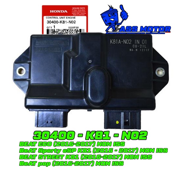 ECU BeAT sporty eSP Sreet Pop K81 2016 - 2017 NON ISS ECU K81A N02 ECU BEAT ECO NON ISS 30400-K81-N0