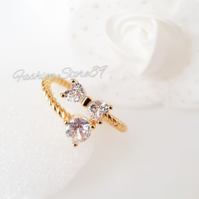 Cincin Pita Permata Ring ulir impor xuping yaxiya perhiasan impor lapis emas 18k impor Yaxiya