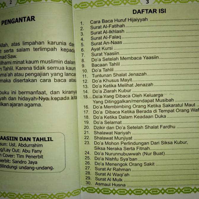 Special Buku Yasin Tahlil Dan Doa Nurbuat Dilengkapi Surat Tabarok