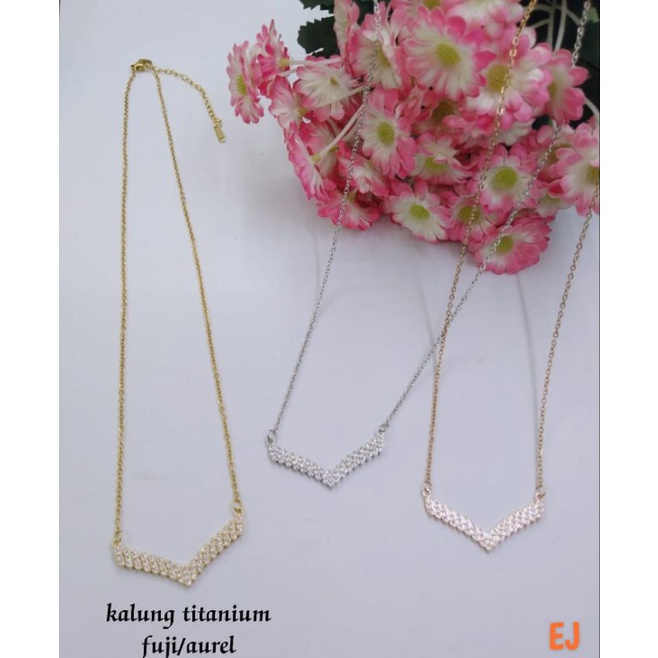 Fourfaahion Kalung Titanium Fuji/Aurel Terbaru Lapis Emas S230