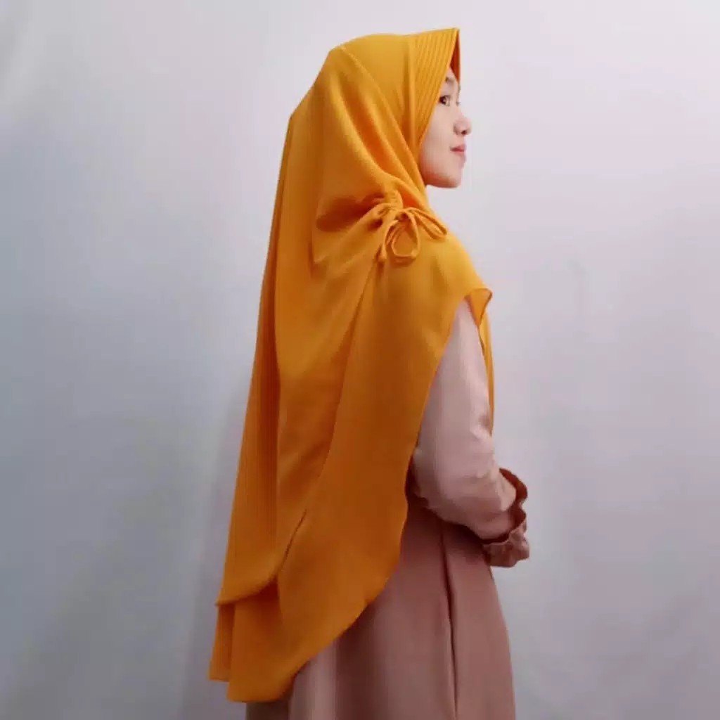 PREMIUM KHIMAR JUMBO MALIKA CERUTY ARMANY-MUSTARD