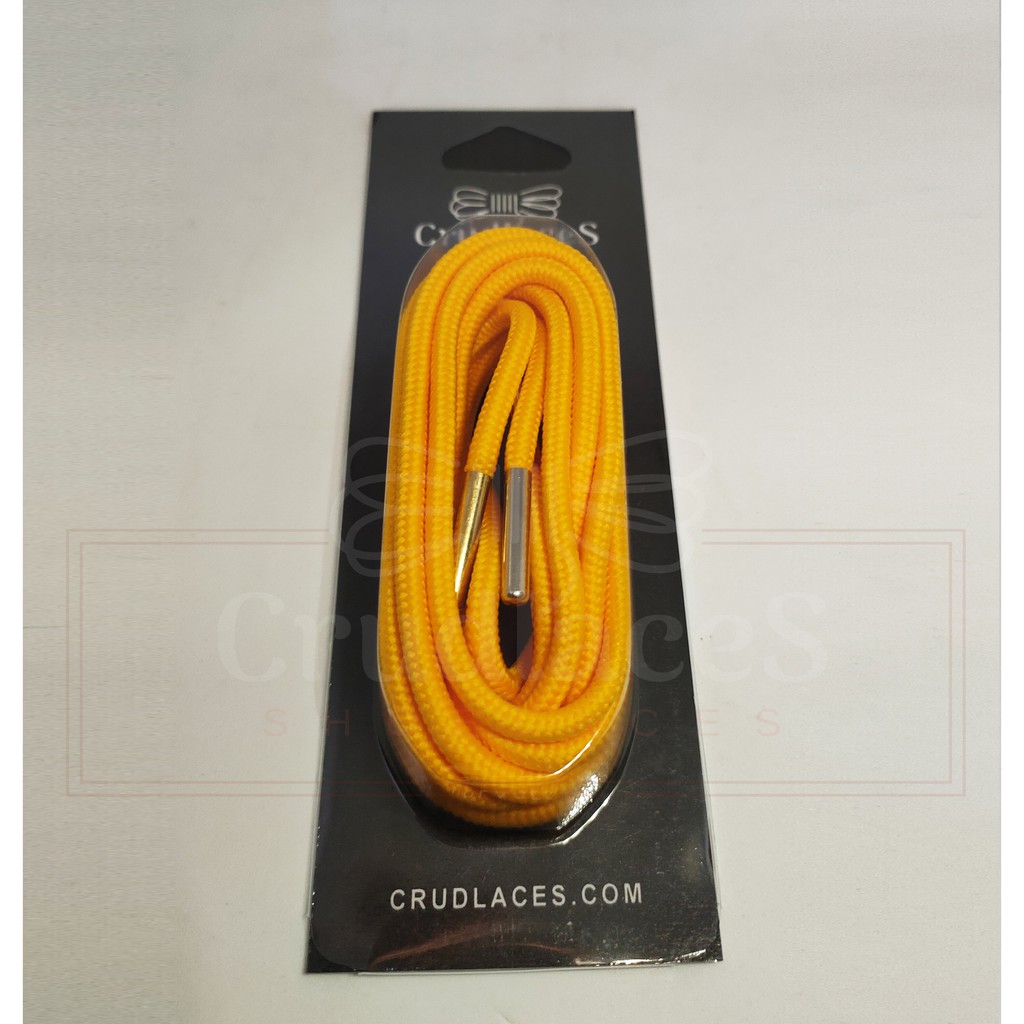 Tali Sepatu Bulat Round Polyester Kuning -Shoelace Round Polyester- Aglets Metal Besi - Crudlaces