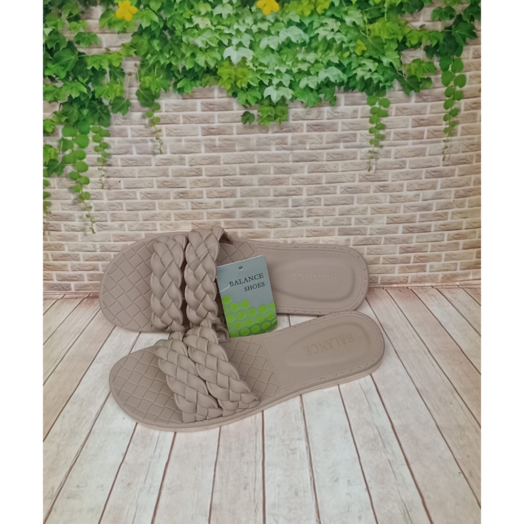 SANDAL JELLY WANITA SANDAL KARET PEREMPUAN TERBARU 2123 BALANCE DAN 2132 HYS-Moka blc