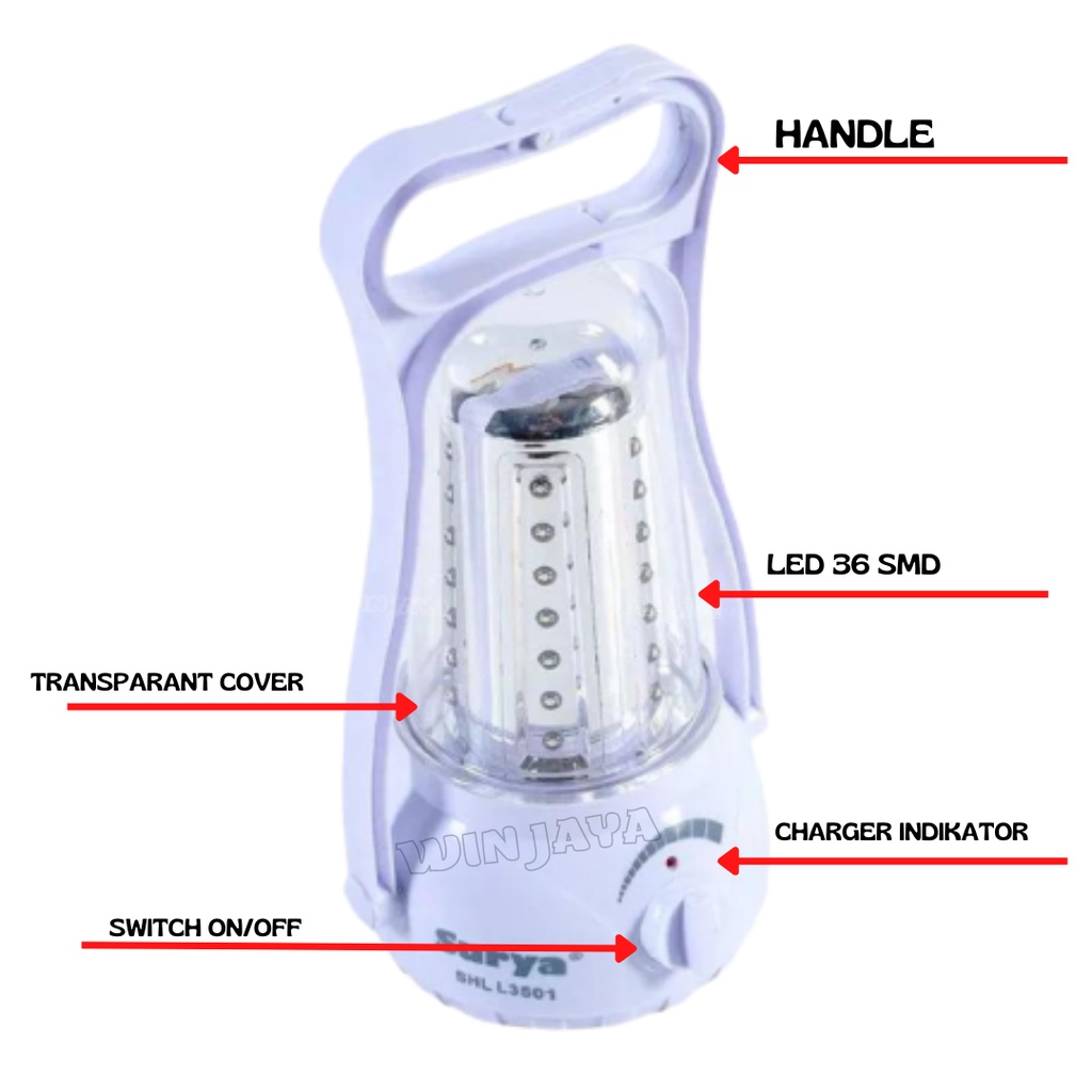 LAMPU EMERGENCY SURYA SHL-L3501N 36 LED SMD LAMPU DARURAT PETROMAX