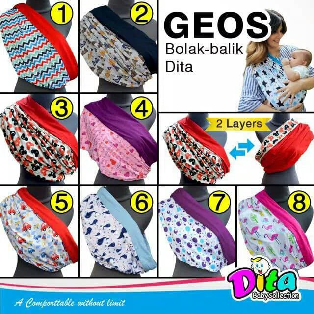 Bisa TUKAR SIZE Geos BOLBAL DITA gendongan geos bolak balik dita  geos baby murah gendongan samping