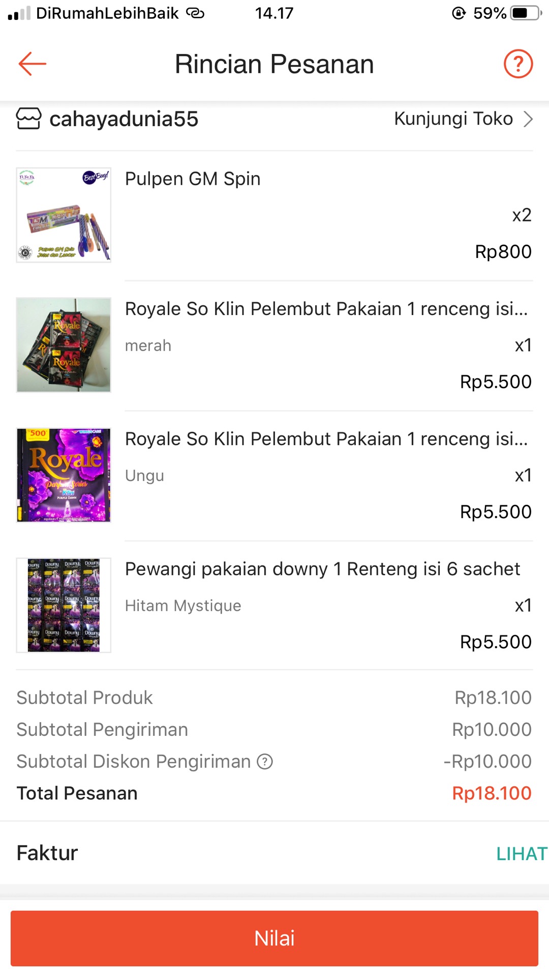 Royale So Klin Pelembut Pakaian 1 Renceng Isi 12