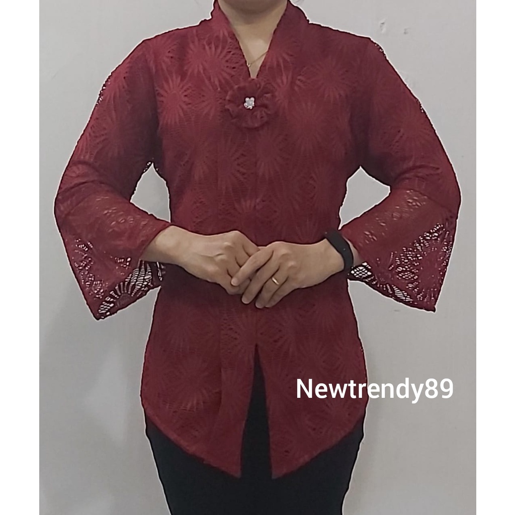 Atasan Kebaya Encim Brukat Premium Free Bros Tangan 3/4